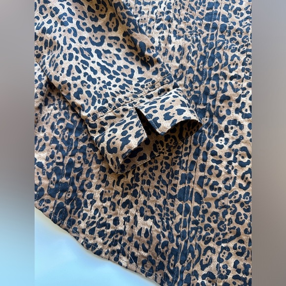 Coldwater Creek Brown Leopard Print Lightweight Zip Shirt Style Jacket Petite M - Picture 6 of 8